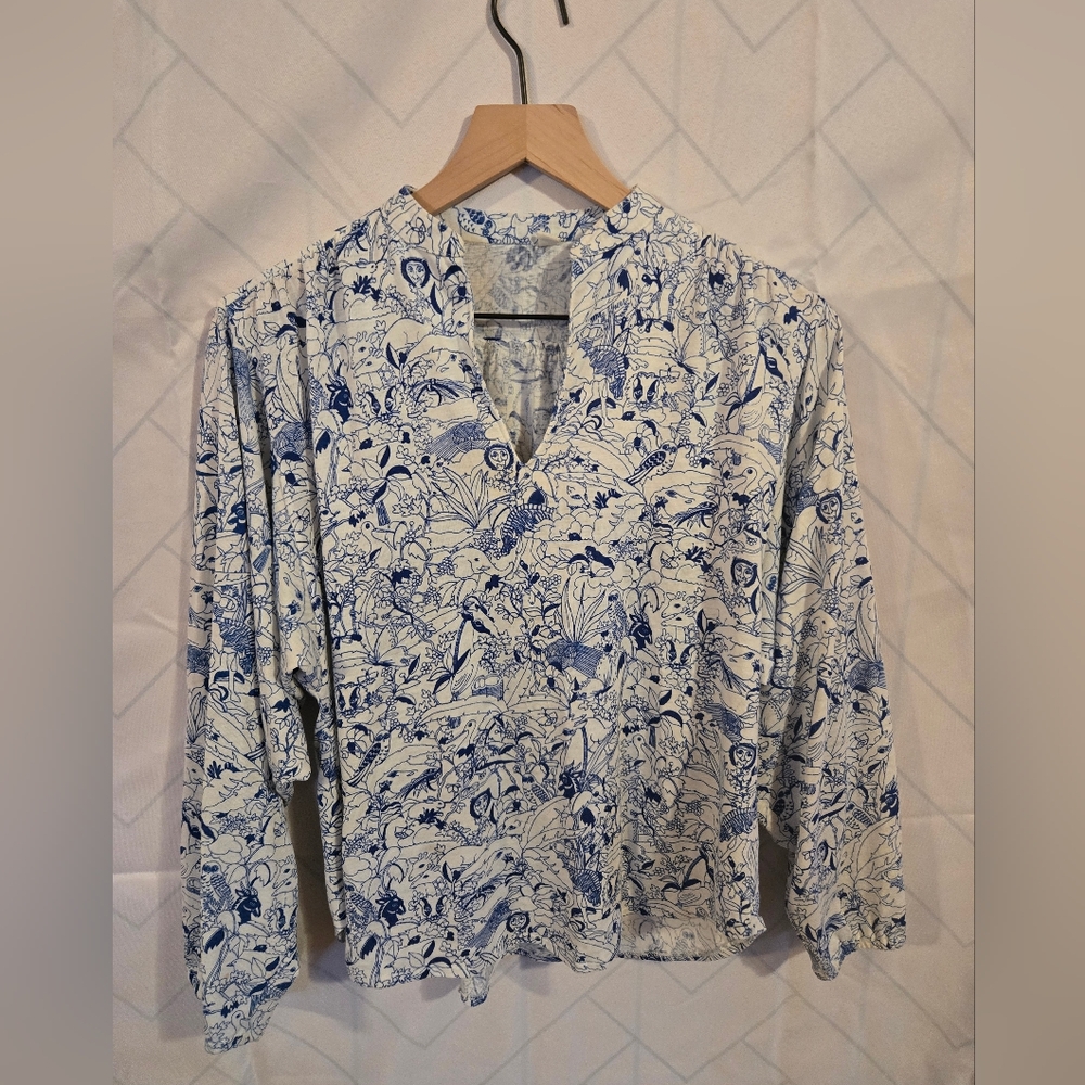 Vtg Animal Nature Cottagecore Blouse